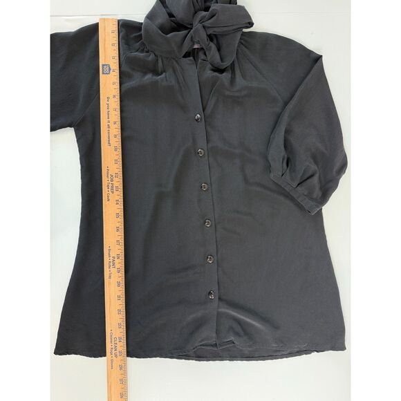 Hunter Dixon by Hunter Bell Women's Black Silk Blouse Tie Neck Button Up Size XS - Picture 8 of 10